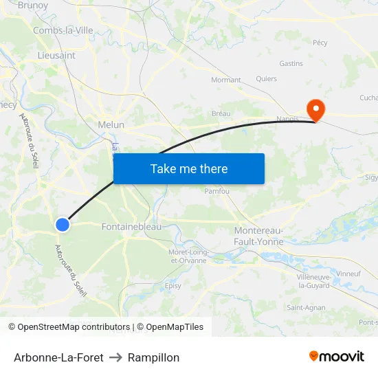Arbonne-La-Foret to Rampillon map