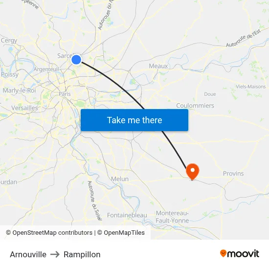 Arnouville to Rampillon map