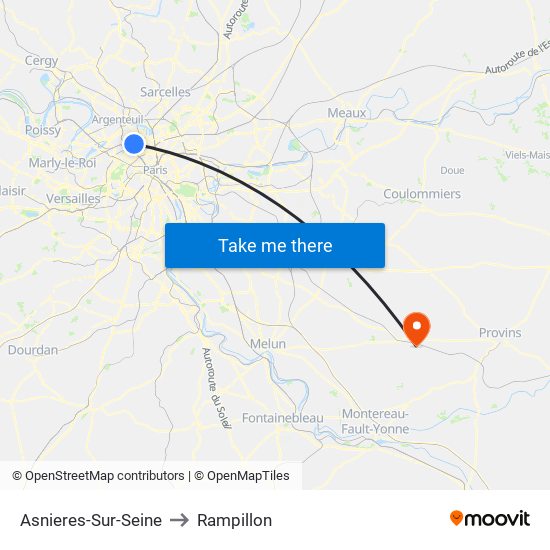 Asnieres-Sur-Seine to Rampillon map