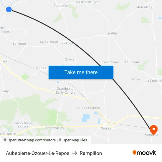 Aubepierre-Ozouer-Le-Repos to Rampillon map