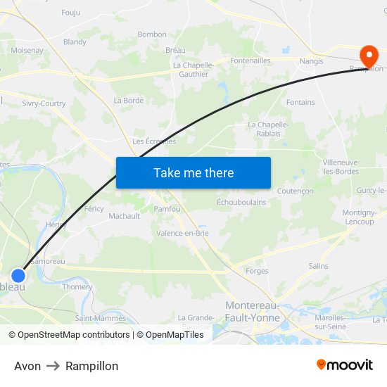 Avon to Rampillon map
