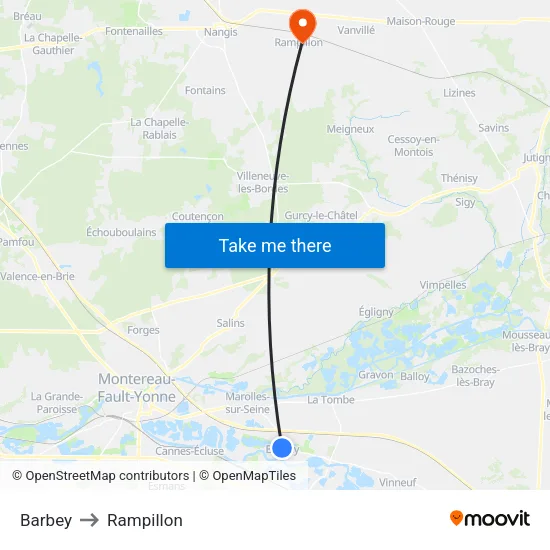 Barbey to Rampillon map