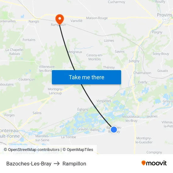 Bazoches-Les-Bray to Rampillon map