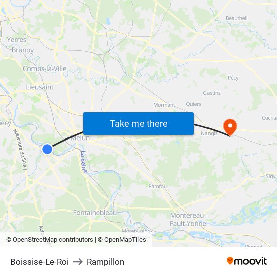 Boissise-Le-Roi to Rampillon map