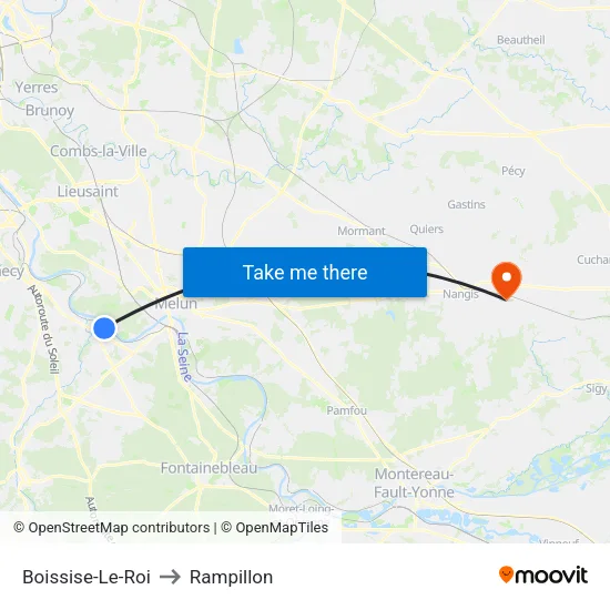 Boissise-Le-Roi to Rampillon map