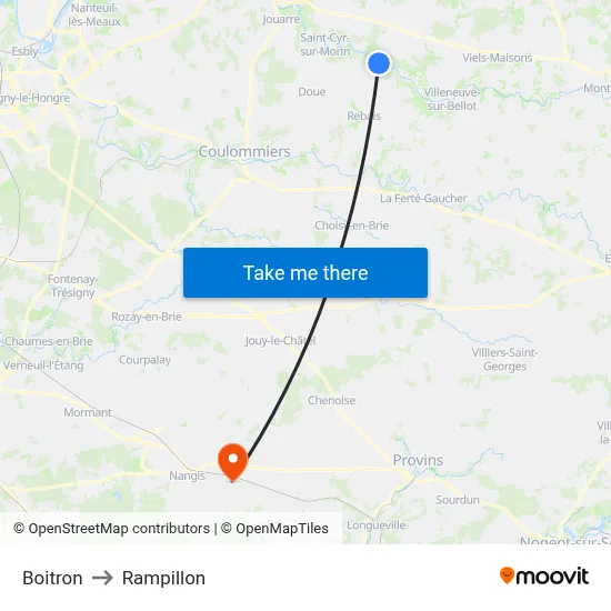 Boitron to Rampillon map
