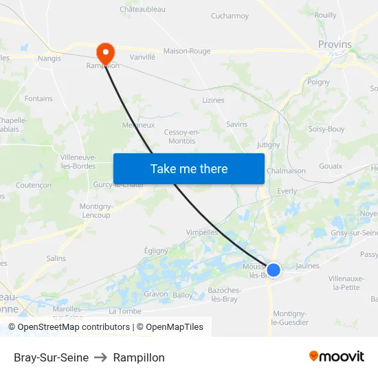Bray-Sur-Seine to Rampillon map