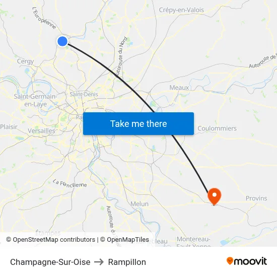 Champagne-Sur-Oise to Rampillon map