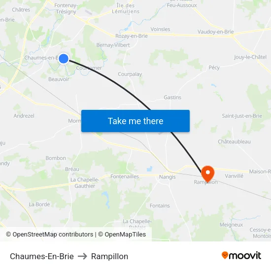 Chaumes-En-Brie to Rampillon map