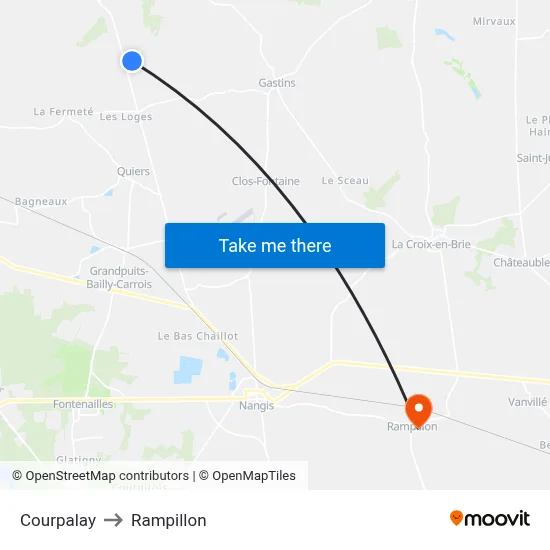 Courpalay to Rampillon map