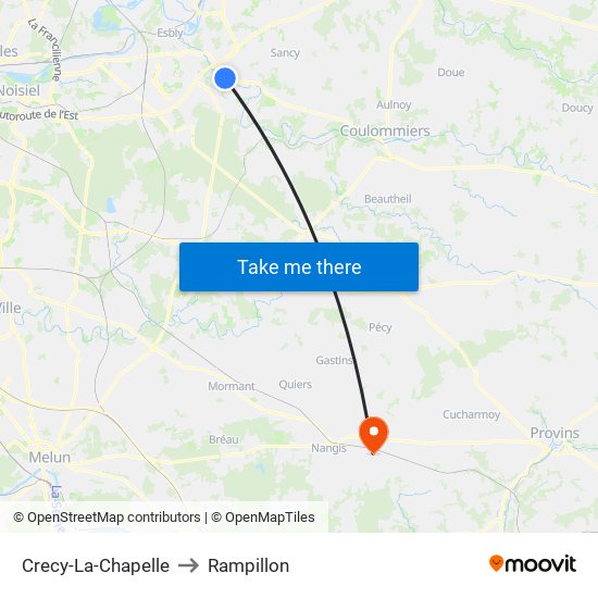 Crecy-La-Chapelle to Rampillon map