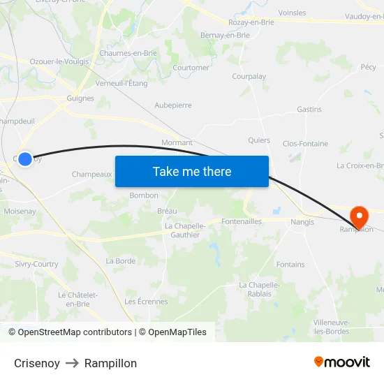 Crisenoy to Rampillon map