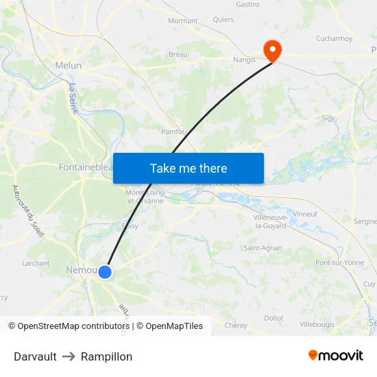 Darvault to Rampillon map