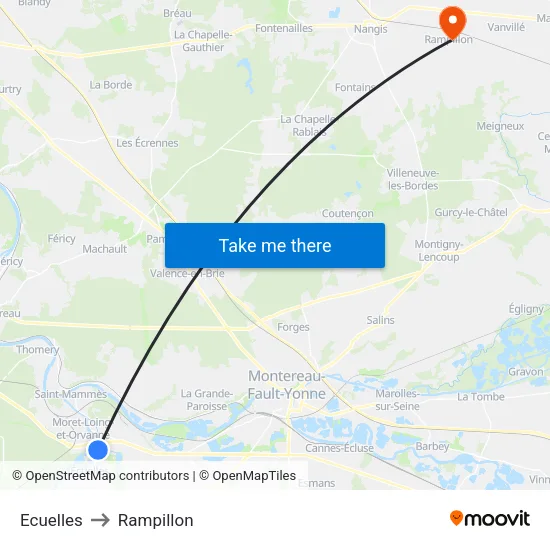 Ecuelles to Rampillon map