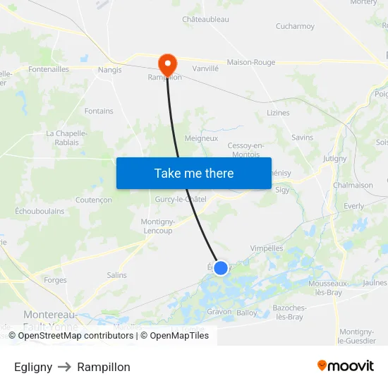 Egligny to Rampillon map