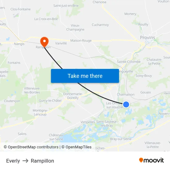 Everly to Rampillon map