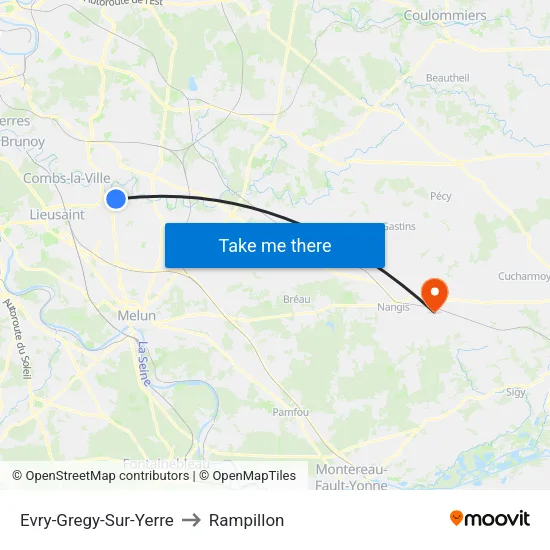 Evry-Gregy-Sur-Yerre to Rampillon map