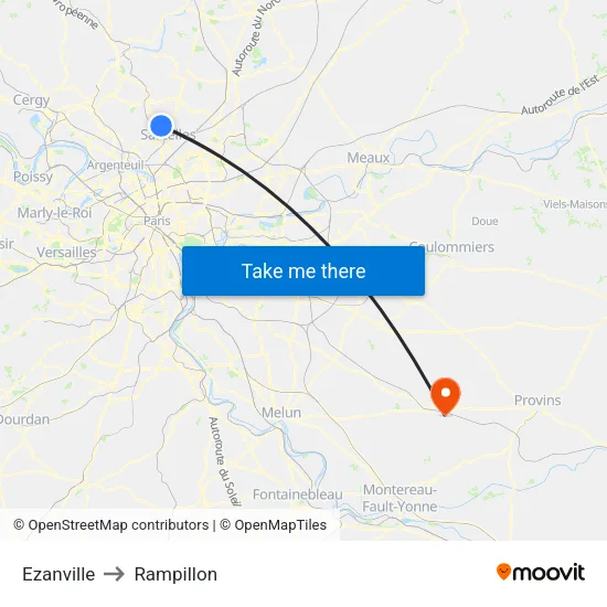 Ezanville to Rampillon map