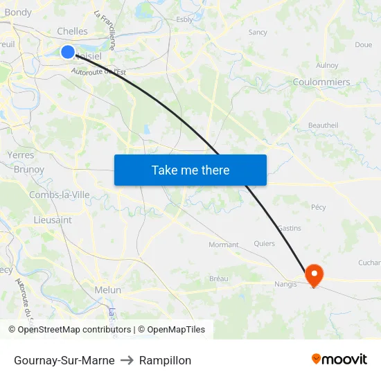 Gournay-Sur-Marne to Rampillon map