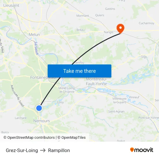 Grez-Sur-Loing to Rampillon map