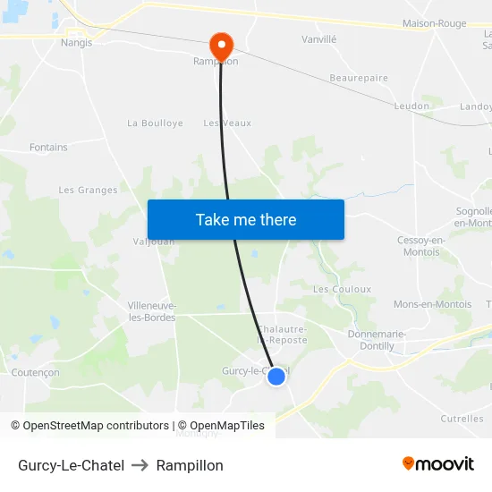 Gurcy-Le-Chatel to Rampillon map