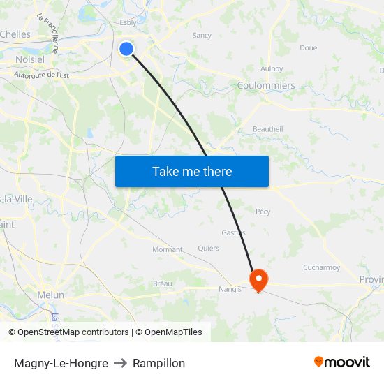 Magny-Le-Hongre to Rampillon map