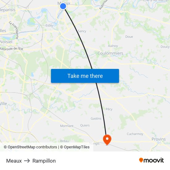 Meaux to Rampillon map