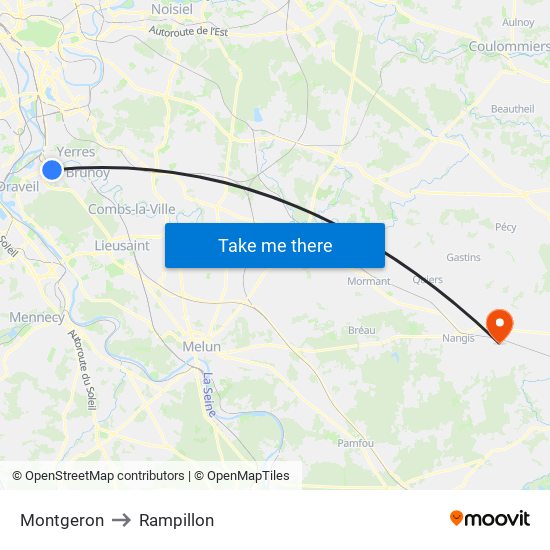 Montgeron to Rampillon map