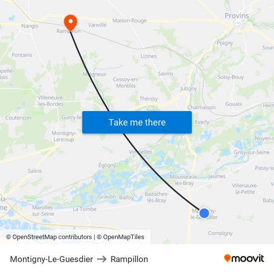 Montigny-Le-Guesdier to Rampillon map