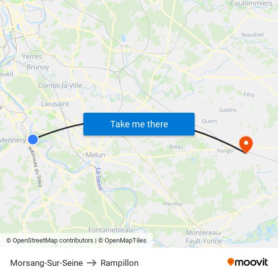 Morsang-Sur-Seine to Rampillon map