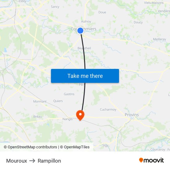 Mouroux to Rampillon map