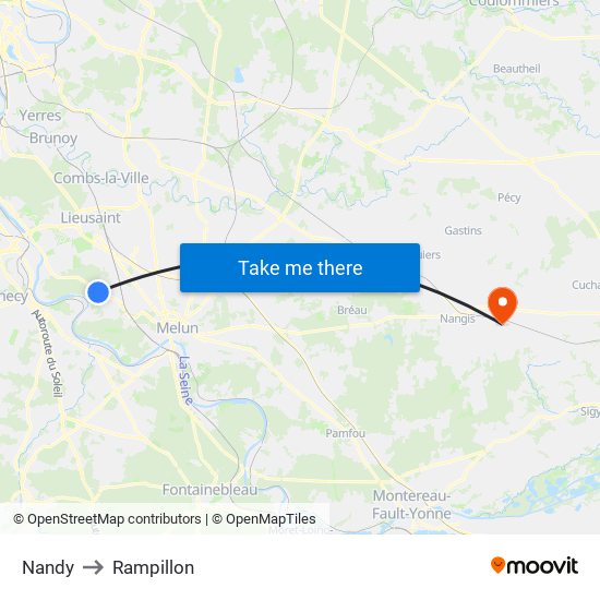 Nandy to Rampillon map