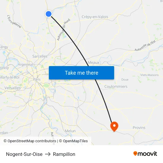 Nogent-Sur-Oise to Rampillon map