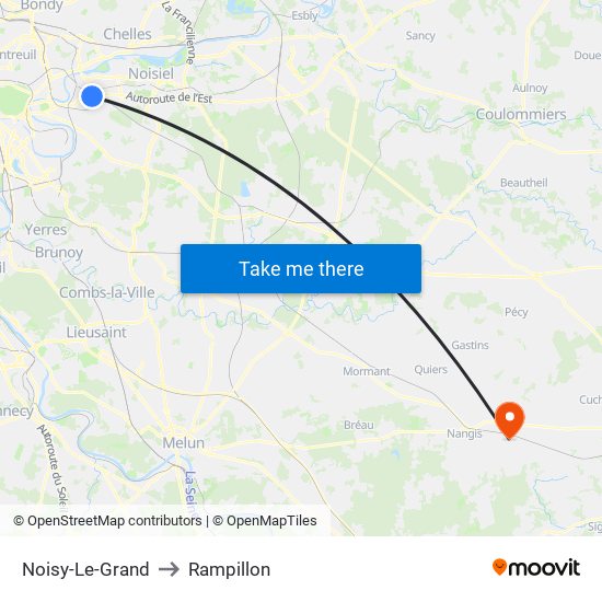 Noisy-Le-Grand to Rampillon map