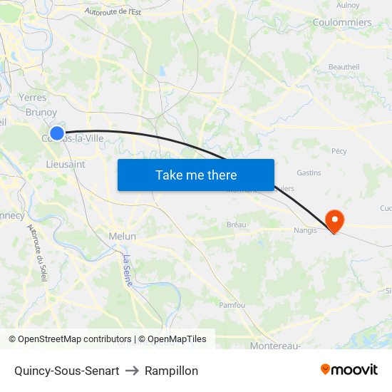 Quincy-Sous-Senart to Rampillon map