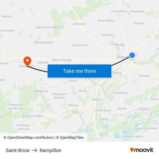 Saint-Brice to Rampillon map