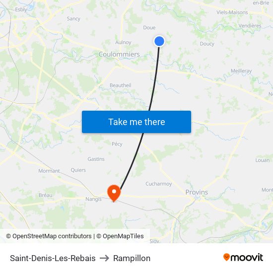 Saint-Denis-Les-Rebais to Rampillon map