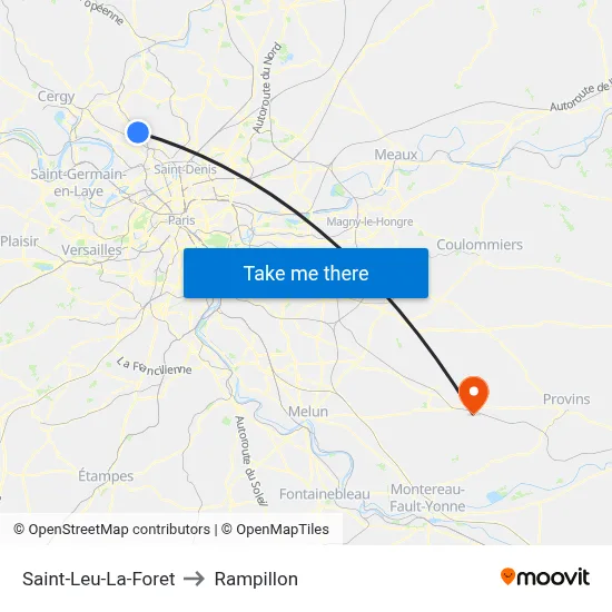 Saint-Leu-La-Foret to Rampillon map