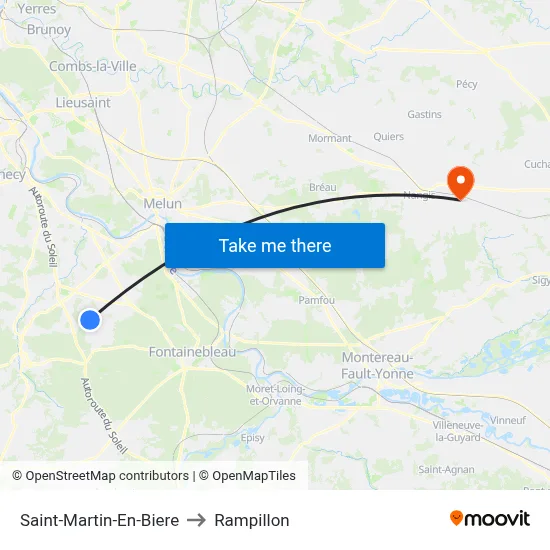 Saint-Martin-En-Biere to Rampillon map