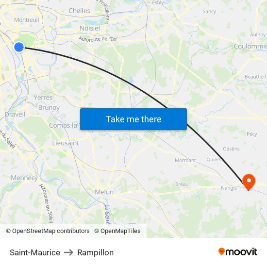 Saint-Maurice to Rampillon map