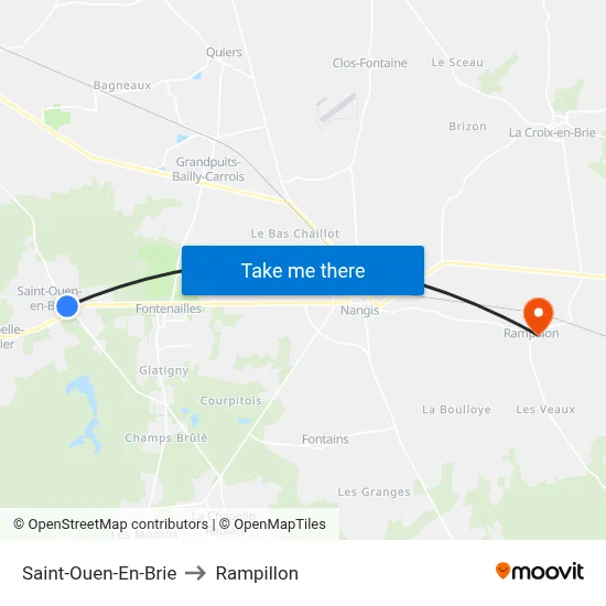 Saint-Ouen-En-Brie to Rampillon map