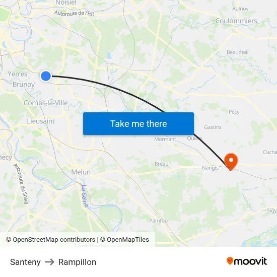 Santeny to Rampillon map