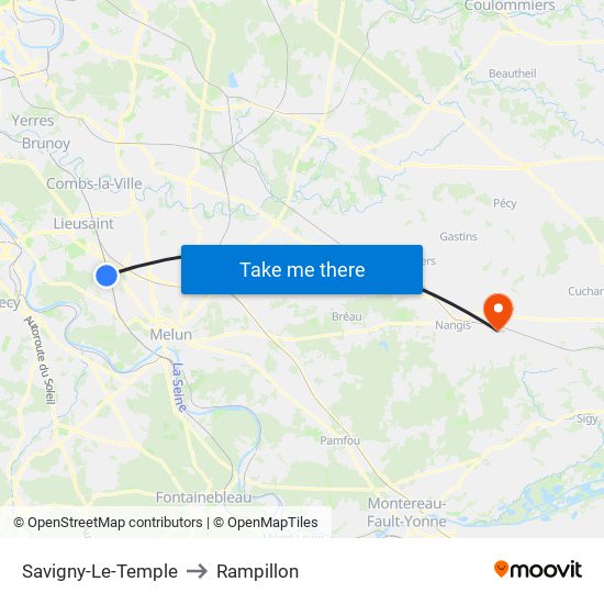 Savigny-Le-Temple to Rampillon map