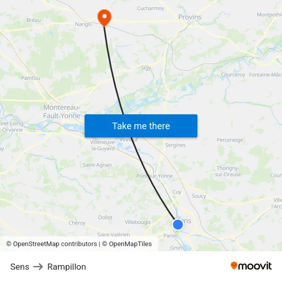 Sens to Rampillon map