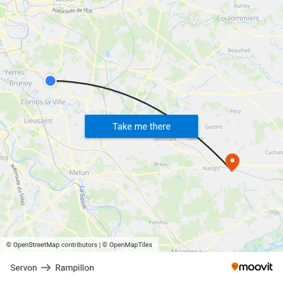 Servon to Rampillon map