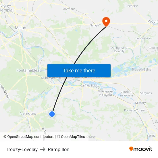 Treuzy-Levelay to Rampillon map