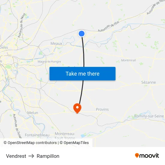 Vendrest to Rampillon map