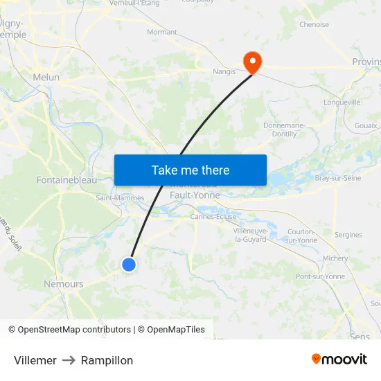 Villemer to Rampillon map