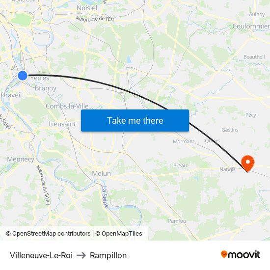 Villeneuve-Le-Roi to Rampillon map