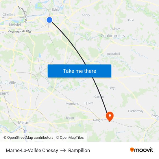 Marne-La-Vallée Chessy to Rampillon map